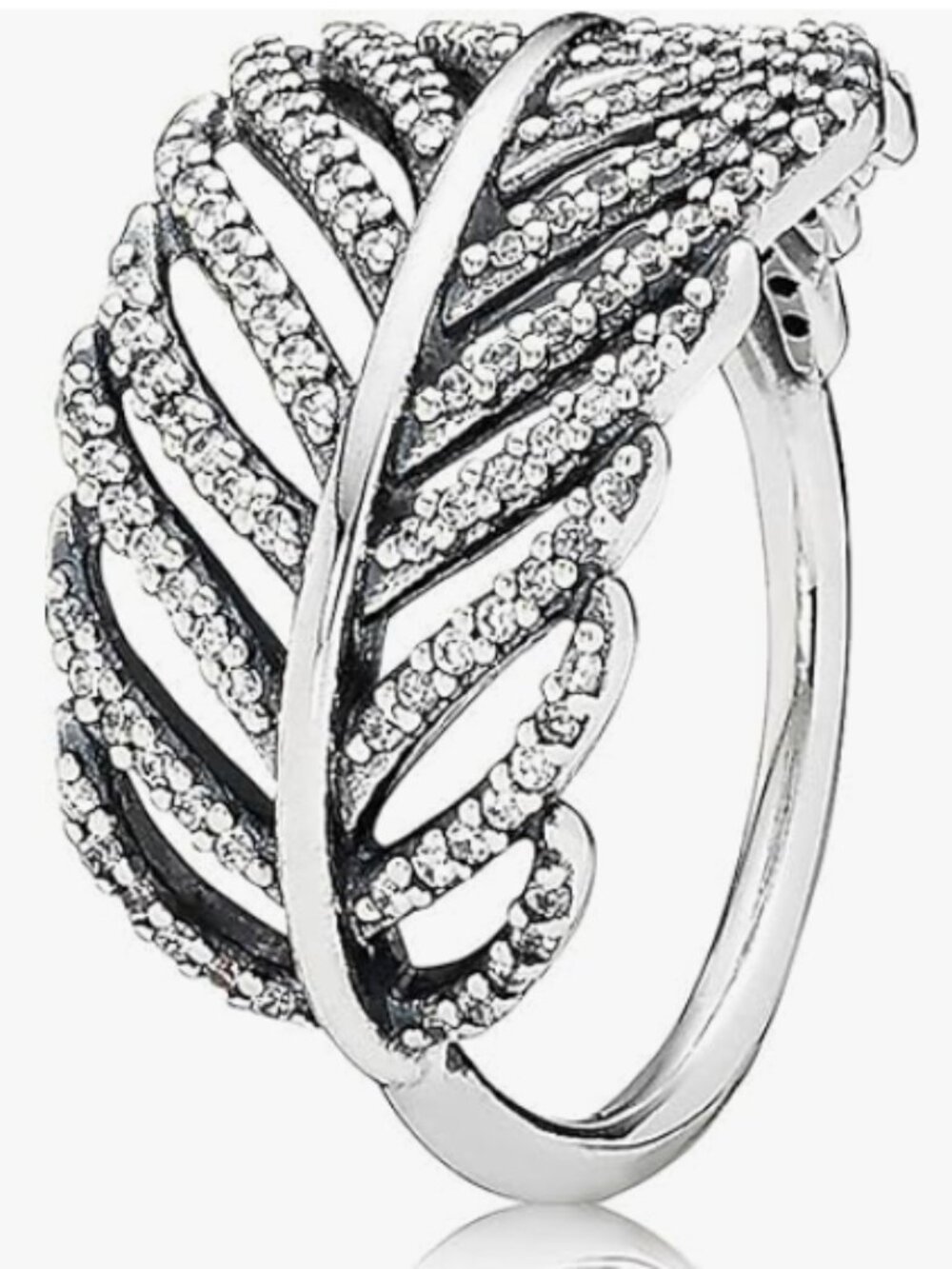 Pandora Silver Leaf Pavé Ring